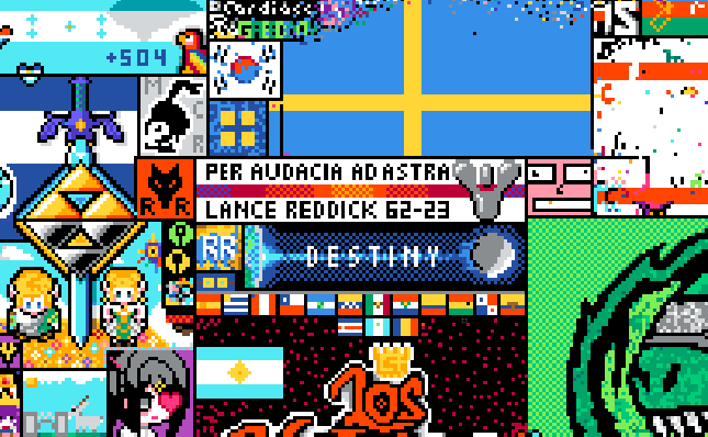 An image of r/DestinyTheGame's Lance Reddick tribute in this year's r/Place post.