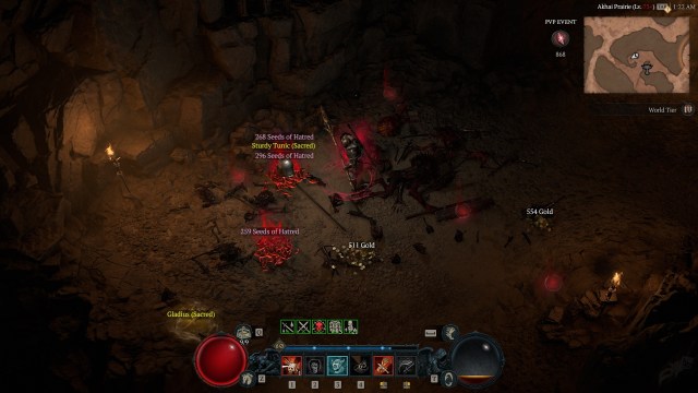 A Diablo 4 character looting Seeds of Hatred.