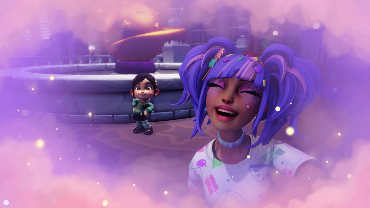The player taking a selfie with Vanellope.