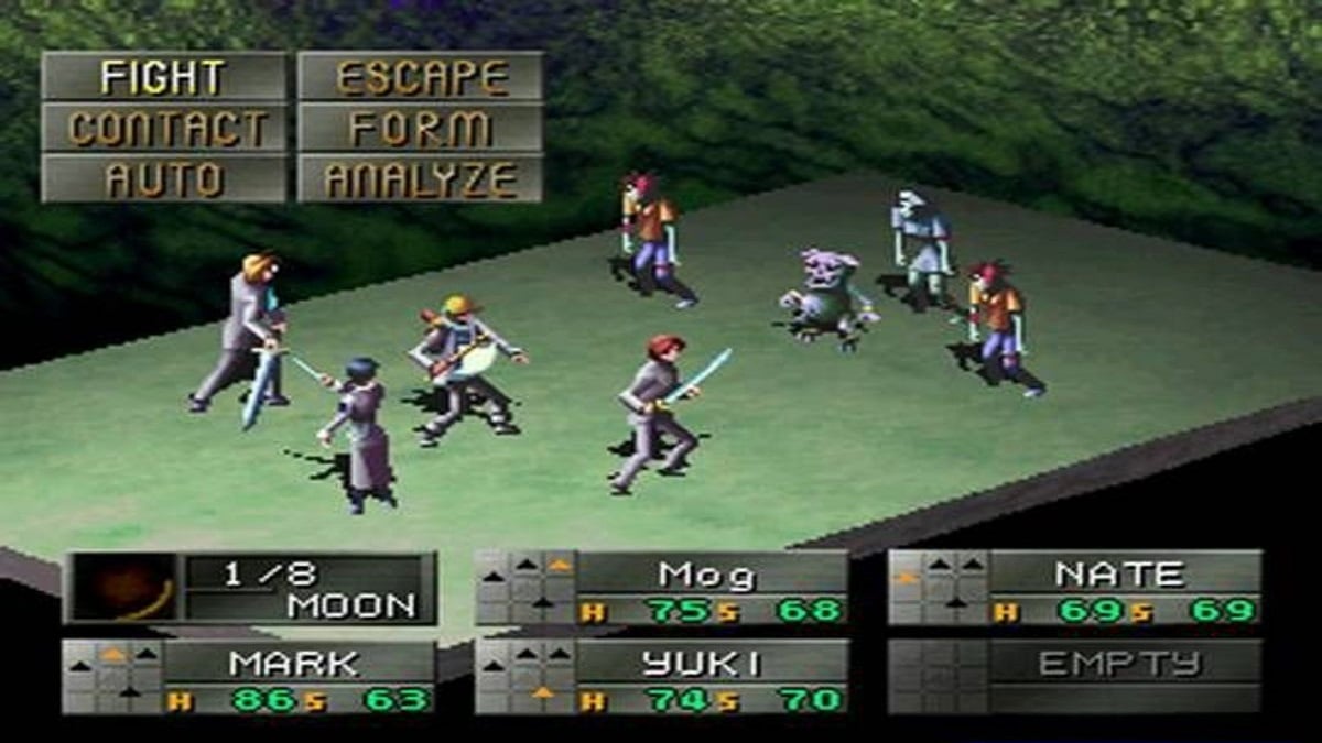 An image of the main characters in battle in Revelations: Persona.
