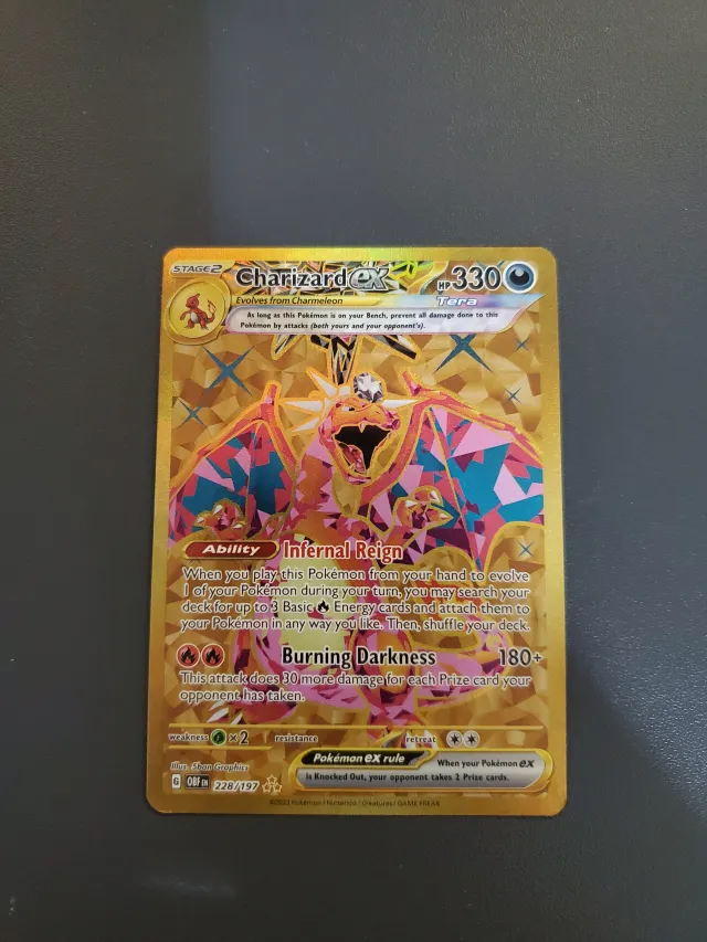 Charizard ex Gold Rare from Pokemon Obsidian Flames.
