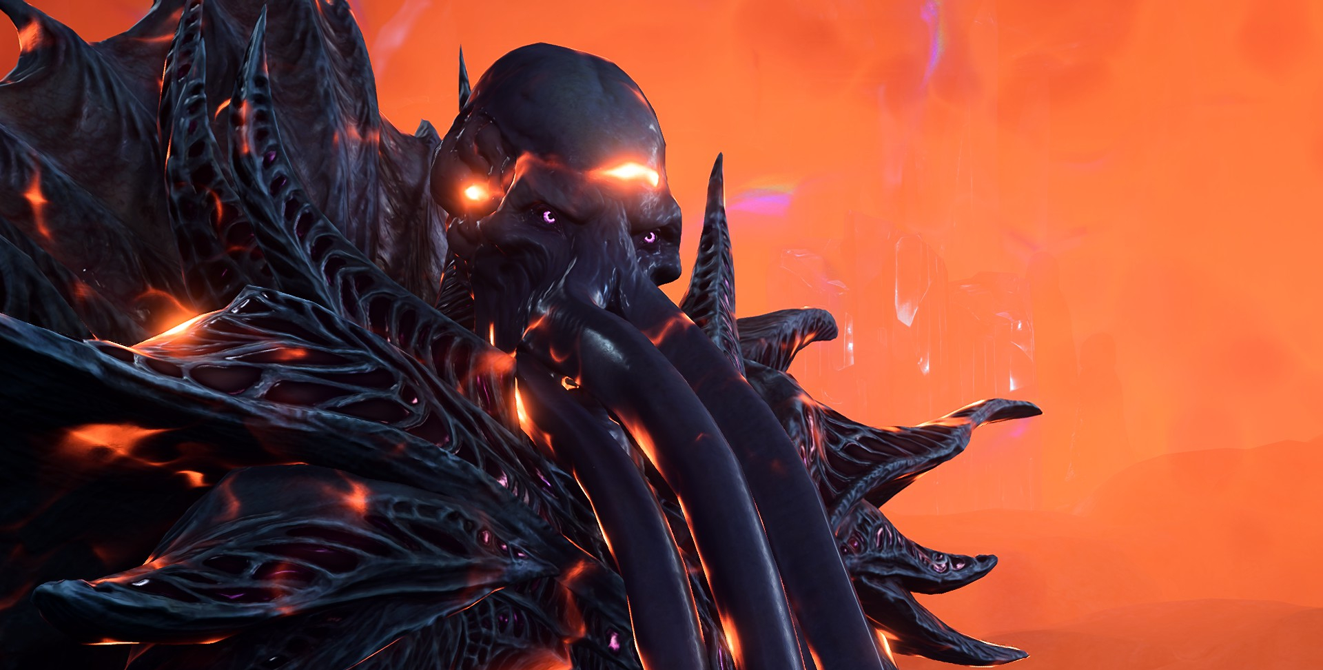 The Emperor Mindflayer in Baldur's Gate 3 with glowing orange eyes.