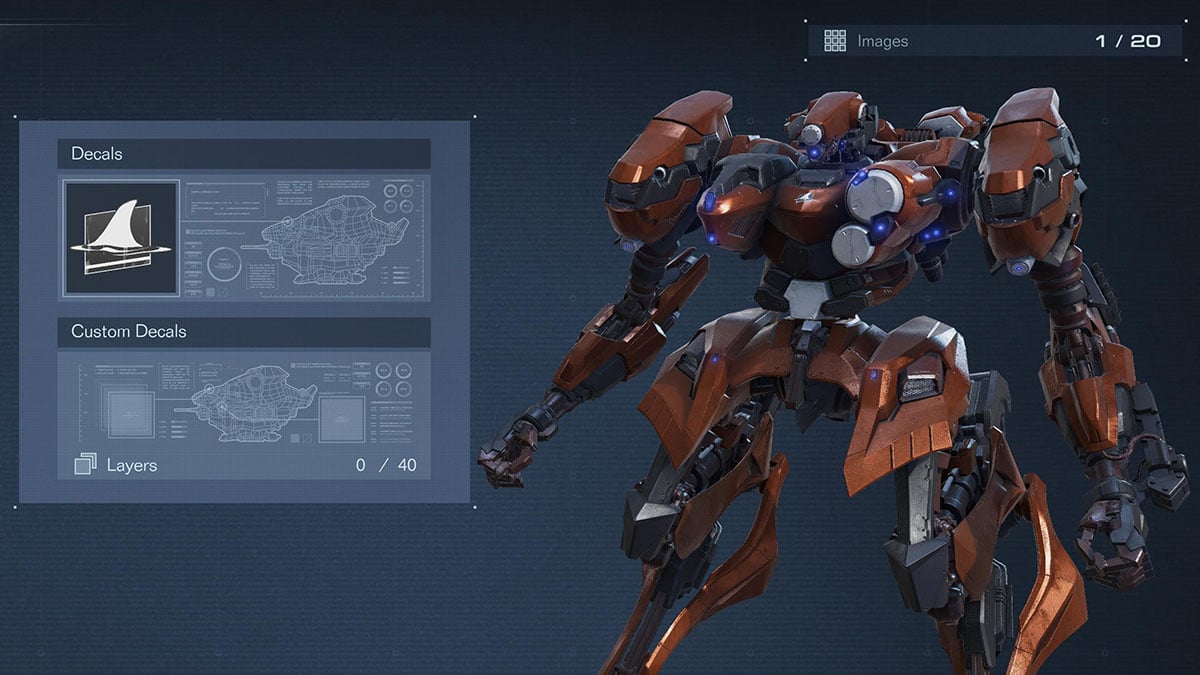 Decal customization options from Armored Core 6