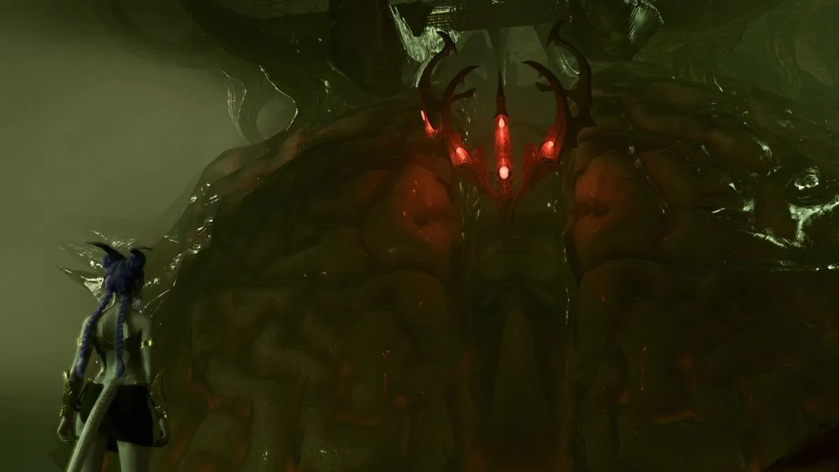 An image of the player character standing in front of the Elder Brain in Baldur's Gate 3.