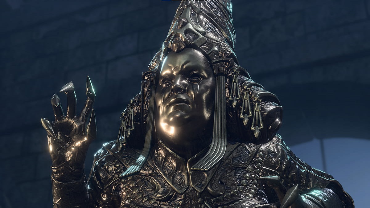 An image of Gerringothe Thorm covered in gold armor in Baldur's Gate 3.
