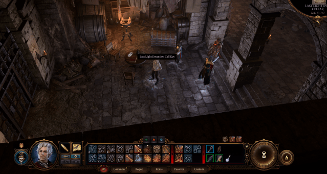 Image shows the Last Last Detention Cell Key on a table in Baldur's Gate 3. 