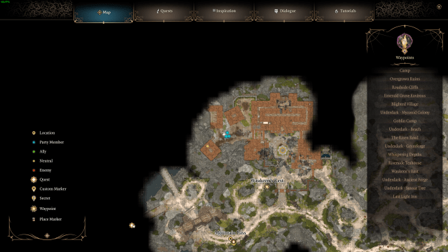 A map screenshot of the entrance to the Zhentarim Hideout