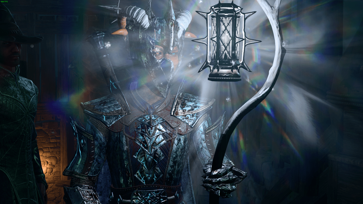 A character holding a moonlight lantern in Baldur's Gate 3