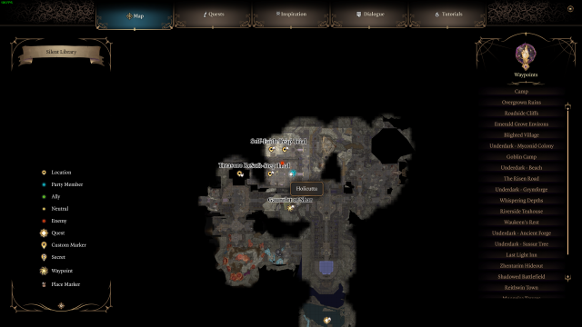 A map screenshot showing where the Silent Library is located