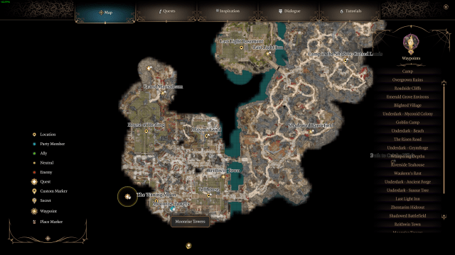 A map screenshot of Reithwin Town