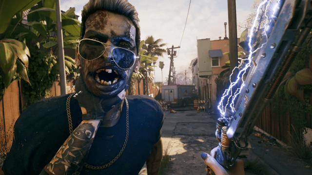 Dead Island 2 grabbing a zombie by the throat