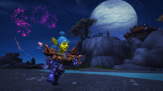 Goblin carrying different items during the Fabulous Firework event in WoW