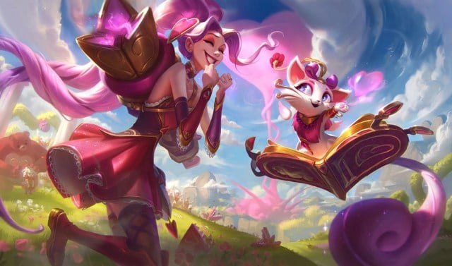 Heartseeker Jinx and Yuumi sitting and smiling to each other.