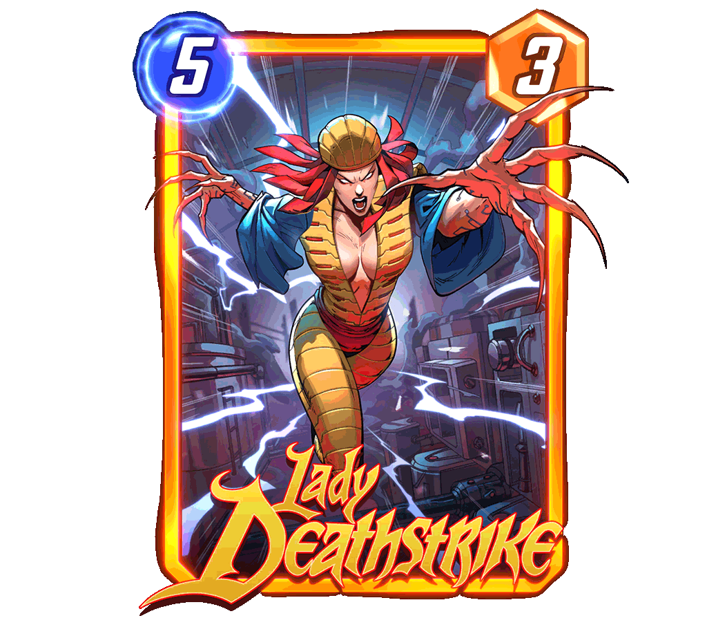 Lady Deathstrike card, posing with her claws