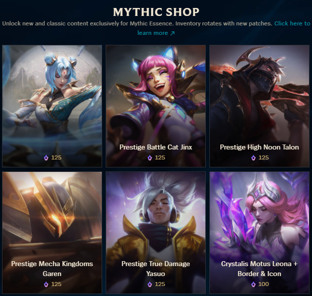 LoL Mythic Shop rotation Here's what is available in League's Mythic