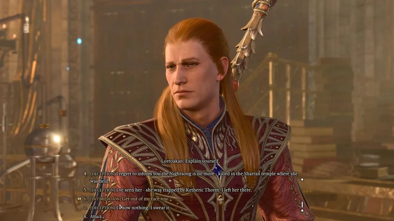 Man with long red hair in leather and cloth armor in BG3