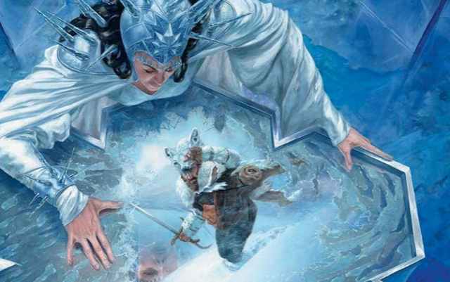 Image of wizard peering into icy future through MTG Farsight Ritual Wilds of Eldraine exclusive spoiler