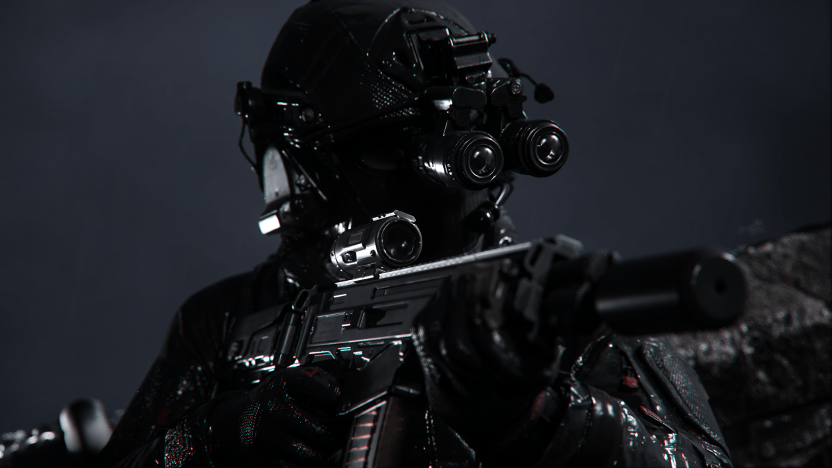 A CoD solider wearing night vision goggles.