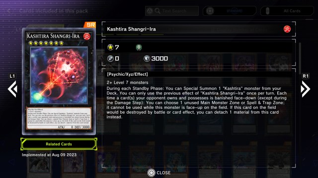 Master Duel's in-game look at the Kashtira Shangri-Ira card.
