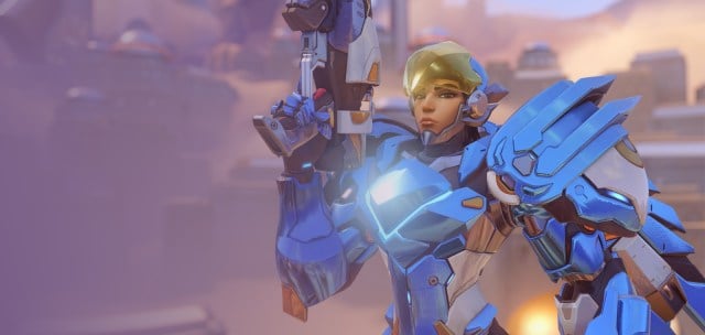 Pharah as she appears with her default skin in Overwatch 2.