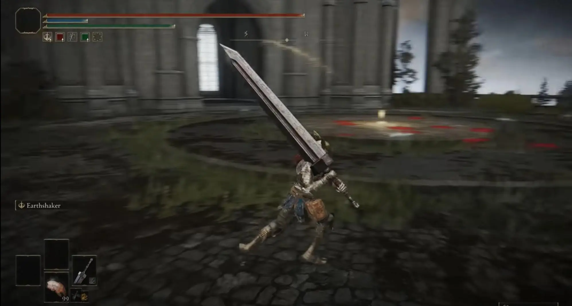Скріншот персонажа, що використовує велику меч у Елденському кільці