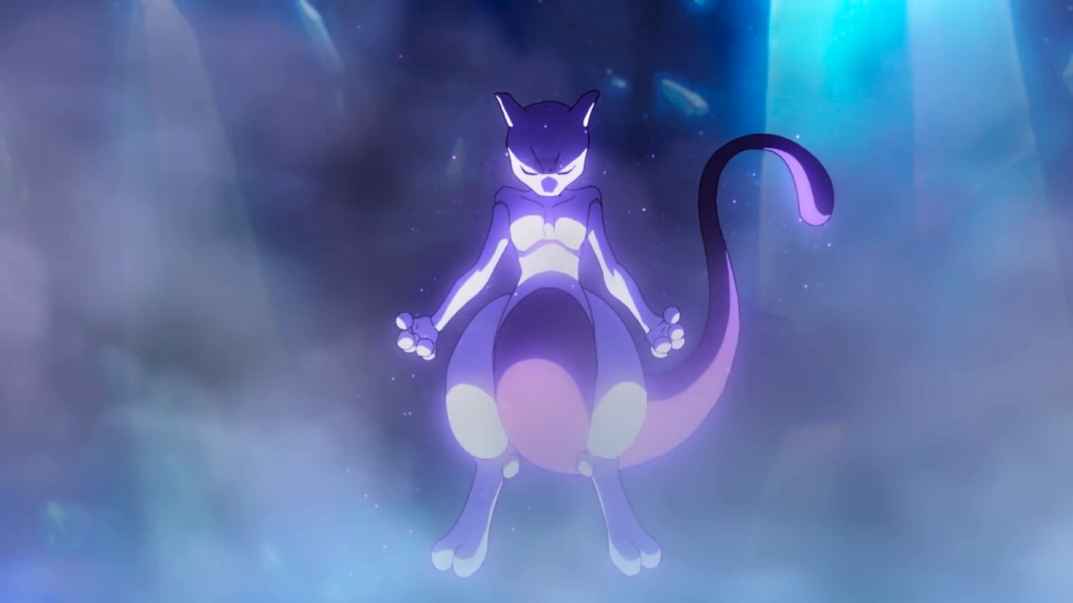 Mewtwo floating in the Pokémon anime.