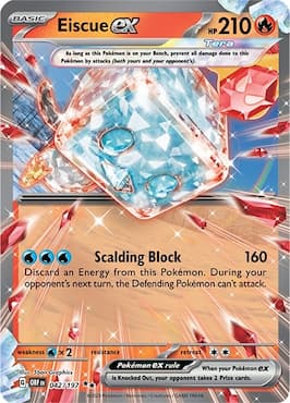 Алтернативно изображение на изкуството на Eiscue Ex в комплекта Pokémon Scarlet и Violet Obsidian Flames