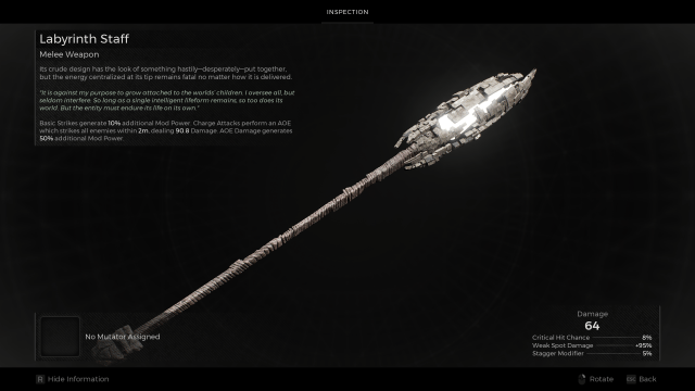 The Labyrinth Staff and its information in Remnant 2.