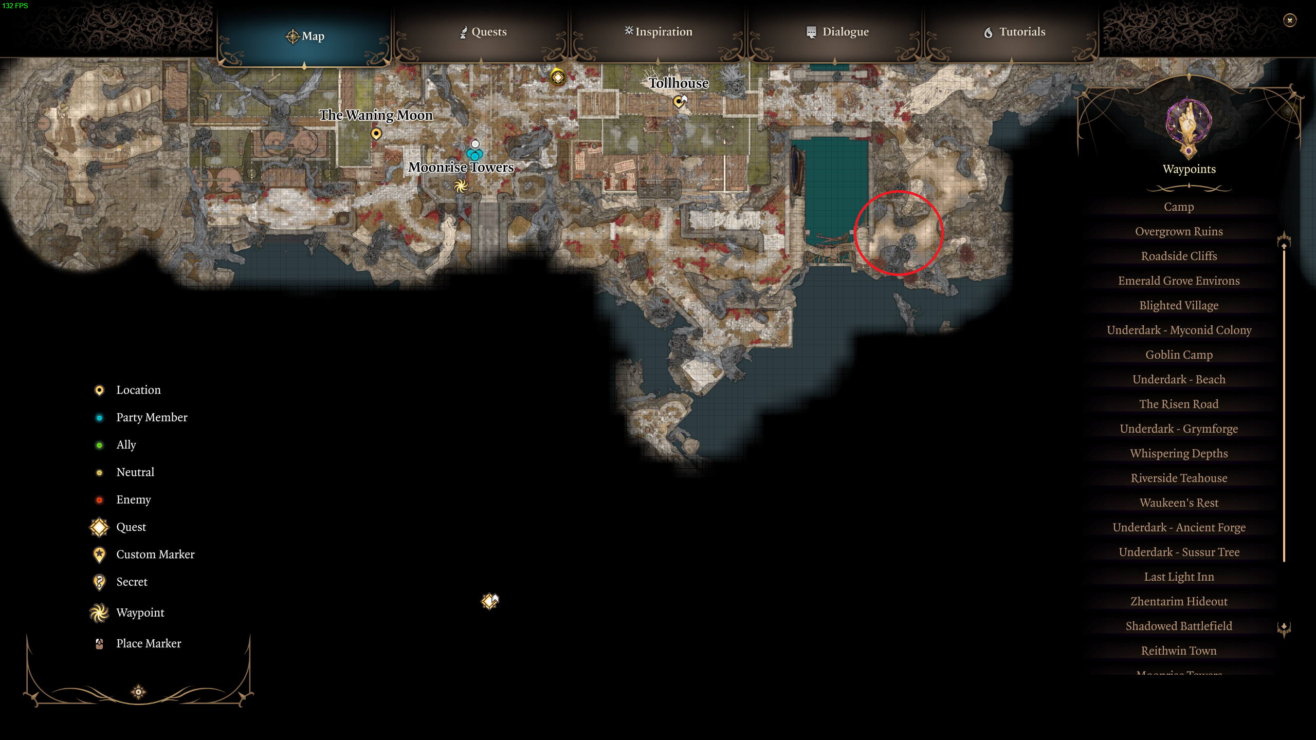 A map showing where Rolan is located.  Find Rolan Baldur's Gate  Where is rolan baldurs gate