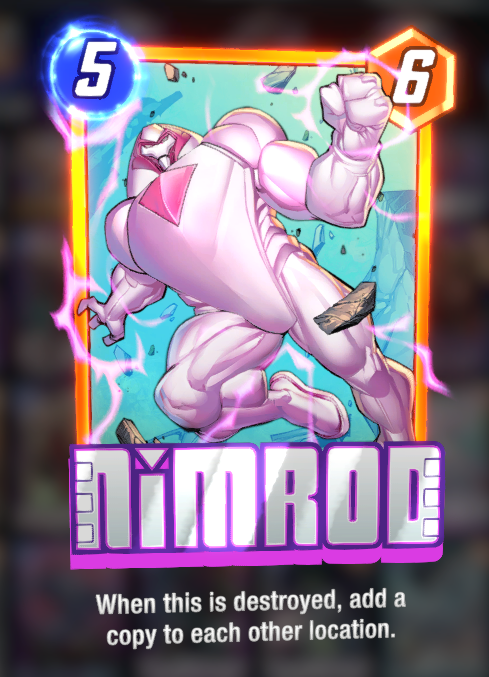 Nimrod card, posing with rocks
