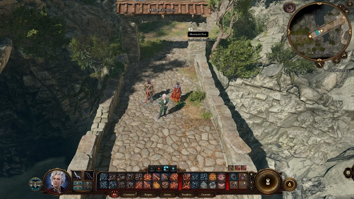 An image of the character party on a bridge going to the Mountain Pass in Baldur's Gate 3.