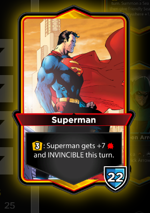 Superman card, posing with his costume and cape 