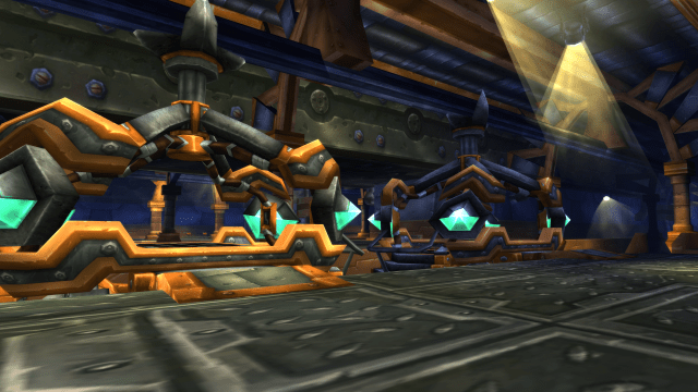 A WoW Classic screenshot of the Deeprun Tram with trains in the station.
