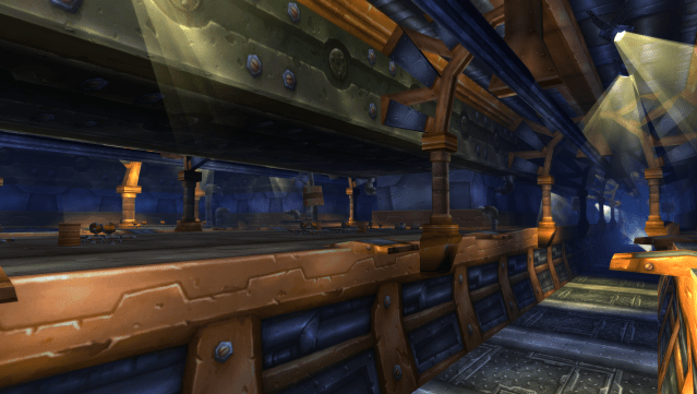 A WoW screenshot of the Deeprun Tram without any trains present.