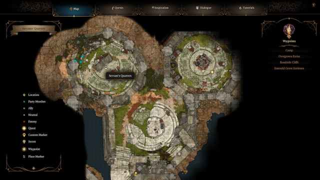 A screenshot of a map in Baldur's Gate 3 showing where to go to investigate Kagha.