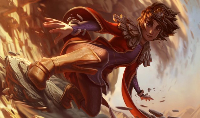 Taliyah sliding on the rocks.