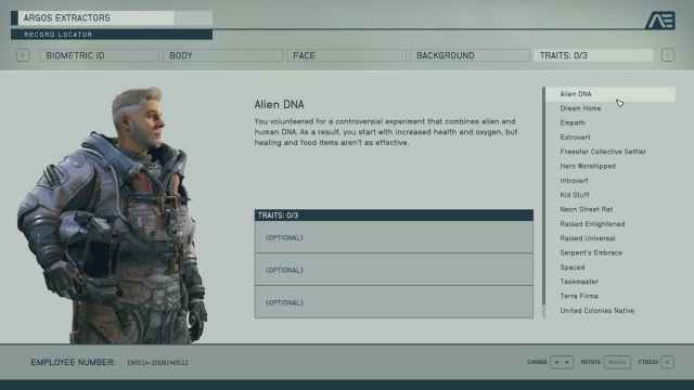 The Alien DNA trait in Starfield