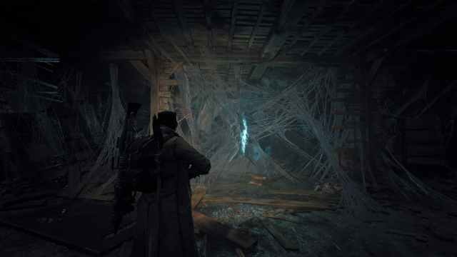 The Nightweaver's Web in Remnant 2, which resembles a spider web in a dark room.