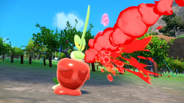 Dipplin firing off a move in Pokémon Scarlet and Violet.