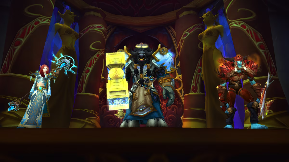 Elf, Tauren, and Troll posing during Trial of Style.