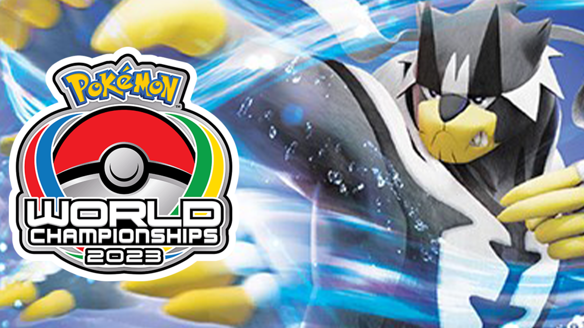 The Pokemon World Championships logo with a Urshifu Rapid Strike in an attacking stance.