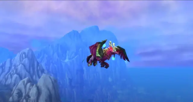 WoW character flying a mount