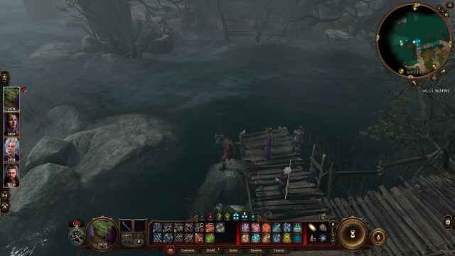 A screenshot of the Swamp-docks in Baldur's Gate 3.