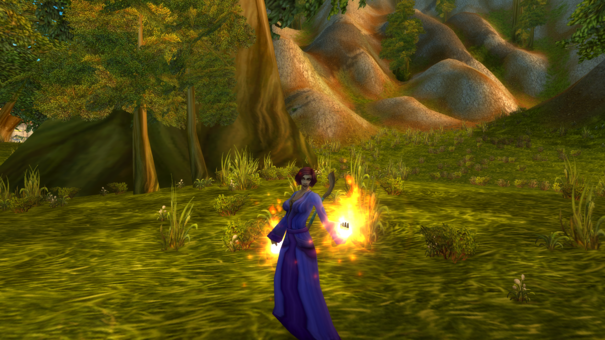 Mage in WoW Classic casting a Fireball