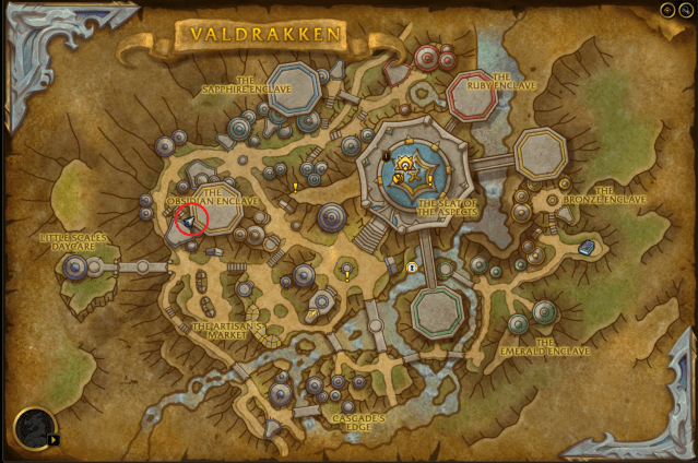 Map of Valdrakken showing the exact location of Lord Andestrasz
