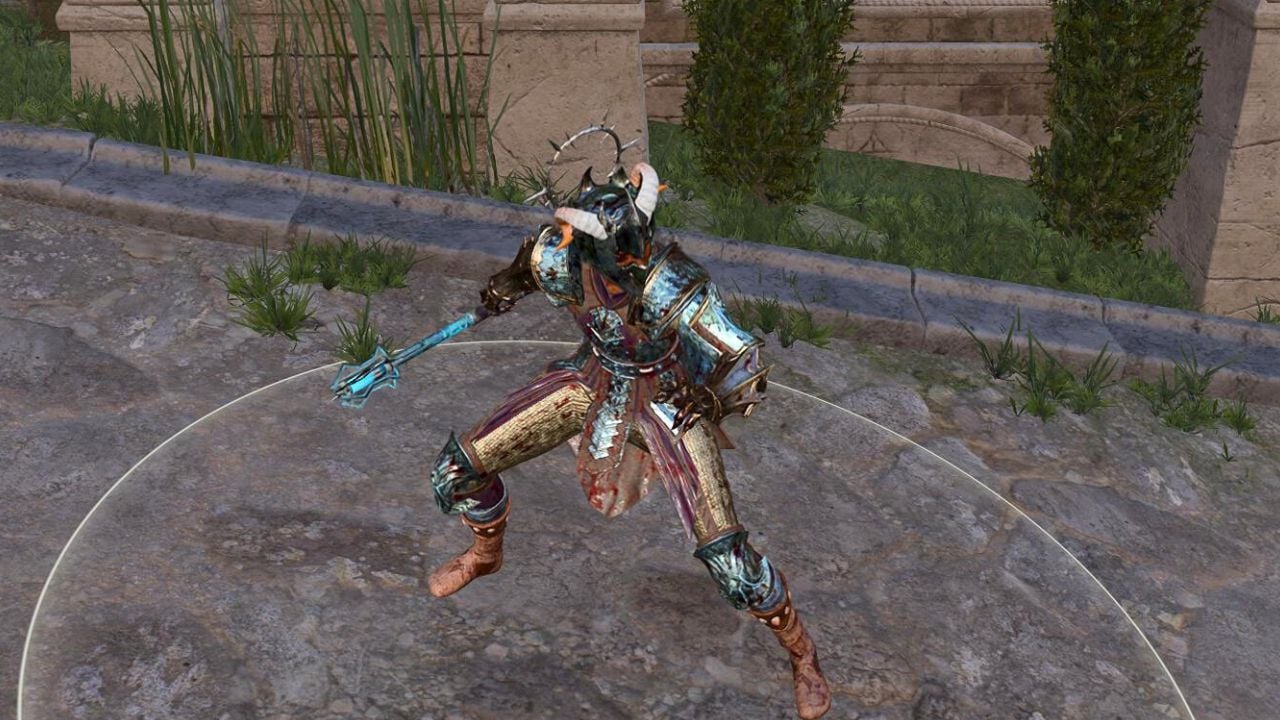 Character wearing a full set of adamantine forged gear in BG3