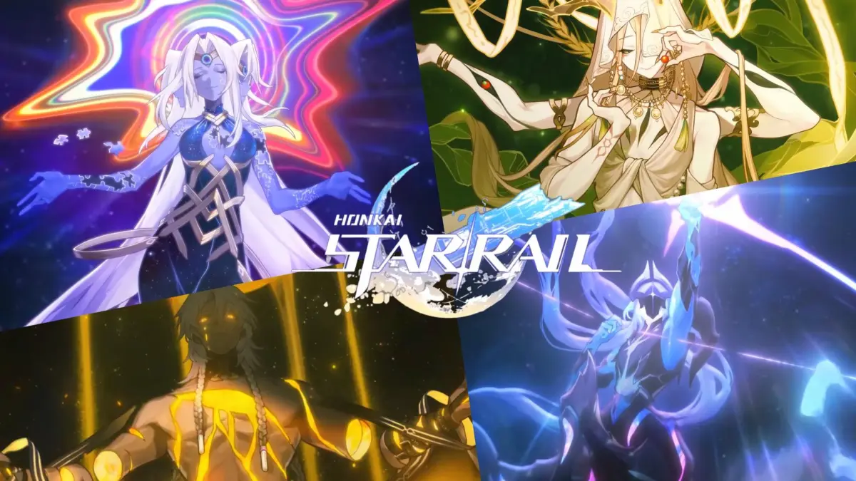 Four Aeons, which are Xipe, Yaoshi, Nanook, and Lan, with the Honkai: Star Rail logo in front of them.