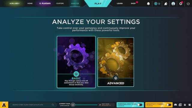 AimLabs analyze menu