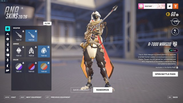 Ana's A-7000 Wargod skin, fully upgraded.