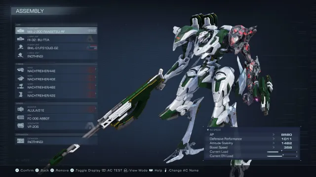 My customized Armored Core, featuring the parts touched on in the article.